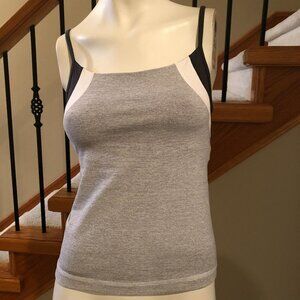 Lululemon striped work out Top Grey+Wht+Blk Size 6